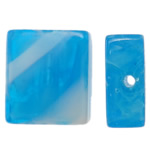 Perles murano faites à la main , chalumeau, rectangle, fait à la main, bleu, 16x14x6.50mm, Trou:Environ 2mm, 100PC/sac, Vendu par sac