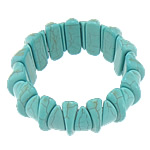 Bracelets turquoises de mode, turquoise naturelle, bleu, 8.8x28x12mm, 9.5x23.2x9mm, Longueur Environ 8 pouce, 20Strandstoron/lot, Vendu par lot