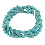 Bracelets turquoises de mode, turquoise naturelle, bleu turquoise, 19x18.8x3.5mm,6mm, Longueur Environ 7.2 pouce, 30Strandstoron/lot, Vendu par lot