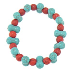 Fashion Turquoise Bracelets, Natural Turquoise, two tone, 8x13.5x8mm, 6mm, Length:Approx 7 Inch, 30Strands/Lot, Sold By Lot