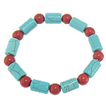 Fashion Turquoise Bracelets, Natural Turquoise, two tone, 11.8x8x8mm, 8mm, Length:Approx 7 Inch, 30Strands/Lot, Sold By Lot