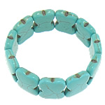 Bracelets turquoises de mode, turquoise naturelle, bleu turquoise, 22x18x6mm, Longueur:Environ 8 pouce, 30Strandstoron/lot, Vendu par lot