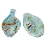 Silver Foil Lampwork Beads, Twist, blue, 30x18x9mm, Hole:Approx 2mm, 100PCs/Bag, Sold By Bag