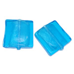 Silver Foil Lampwork Beads, Square, sea blue, 20x6mm, Hole:Approx 2mm, 100PCs/Bag, Sold By Bag