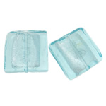 Silver Foil Lampwork Beads, Square, light blue, 20x6mm, Hole:Approx 2mm, 100PCs/Bag, Sold By Bag