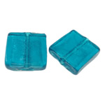 Perles murano feuille d'argent, chalumeau, cadre, bleu, 20x6mm, Trou:Environ 2mm, 100PC/sac, Vendu par sac