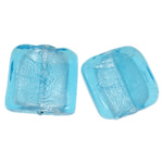 Silberfolie Lampwork Perlen, Quadrat, blau, 20x6mm, Bohrung:ca. 2mm, 100PCs/Tasche, verkauft von Tasche