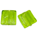 Silver Foil Lampwork Beads, Square, olive green, 20x6mm, Hole:Approx 2mm, 100PCs/Bag, Sold By Bag