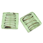 Perles murano feuille d'argent, chalumeau, cadre, vert clair, 20x6mm, Trou:Environ 2mm, 100PC/sac, Vendu par sac