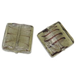 Silver Foil Lampwork Beads, Square, grey, 20x6mm, Hole:Approx 2mm, 100PCs/Bag, Sold By Bag