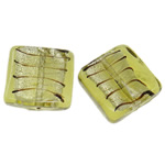Silver Foil Lampwork Beads Square yellow Approx 2mm Sold By Bag