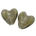 Silver Foil Lampwork Beads, Heart, grey, 25x16mm, Hole:Approx 2-2.5mm, 100PCs/Bag, Sold By Bag
