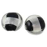 Silver Foil Lampwork Beads Flat Round two tone Approx 2-3mm Sold By Bag
