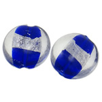 Silberfolie Lampwork Perlen, flache Runde, zweifarbig, 20x14mm, Bohrung:ca. 2-3mm, 100PCs/Tasche, verkauft von Tasche