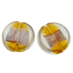 Silberfolie Lampwork Perlen, flache Runde, zweifarbig, 20x14mm, Bohrung:ca. 2-3mm, 100PCs/Tasche, verkauft von Tasche
