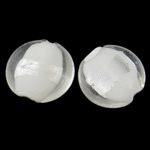 Silver Foil Lampwork Beads, Flat Round, white, 20x14mm, Hole:Approx 2-3mm, 100PCs/Bag, Sold By Bag