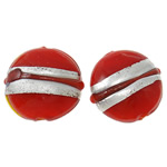 Silver Foil Lampwork Beads Flat Round red Approx 2mm Sold By Bag