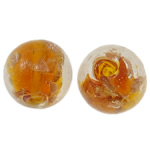 Gold Sand Lampwork Beads, Round, 14mm, Hole:Approx 1.5-2mm, 100PCs/Bag, Sold By Bag