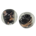 Perles de Murano sable d'or, chalumeau, Rond, 14mm, Trou:Environ 1.5-2mm, 100PC/sac, Vendu par sac