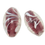 Perles murano faites à la main , chalumeau, ovale, fait à la main, violet, 28x16mm, Trou:Environ 2mm, 100PC/sac, Vendu par sac