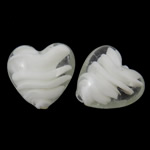 Innerer Twist Lampwork Perlen, Herz, handgemacht, innen Twist, weiß, 25x28x16mm, Bohrung:ca. 2.5mm, 100PCs/Tasche, verkauft von Tasche