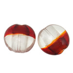 Silberfolie Lampwork Perlen, flache Runde, zweifarbig, 28x12mm, Bohrung:ca. 2mm, 100PCs/Tasche, verkauft von Tasche