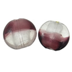 Perles murano feuille d'argent, chalumeau, Plat rond, deux tons, 28x12mm, Trou:Environ 2mm, 100PC/sac, Vendu par sac