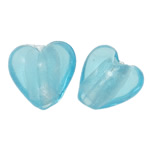 Silver Foil Lampwork Beads, Heart, light blue, 15x9mm, Hole:Approx 2mm, 100PCs/Bag, Sold By Bag
