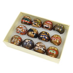 Lampwork, gold sand, mixed colors, 29x27x23mm, Hole:Approx 18mm, US Ring Size:8, 12PCs/Box, Sold By Box