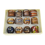 Pierścień szklany, Lampwork, złoty piasek, mieszane kolory, 26x27x25mm, otwór:około 17mm, rozmiar:7, 12komputery/Box, sprzedane przez Box