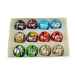 Lampwork, gold sand and silver foil, mixed colors, 27x27x24mm, Hole:Approx 17mm, US Ring Size:7, 12PCs/Box, Sold By Box