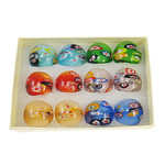 Lampwork, with millefiori slice, mixed colors, 29x28x24mm, Hole:Approx 18mm, US Ring Size:8, 12PCs/Box, Sold By Box