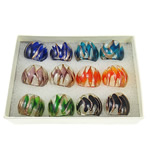 Lampwork, gold sand, mixed colors, 28x27x23mm, Hole:Approx 19mm, US Ring Size:9.5, 12PCs/Box, Sold By Box