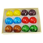 Lampwork, stripe, mixed colors, 28x29x23mm, Hole:Approx 19mm, US Ring Size:9.5, 12PCs/Box, Sold By Box