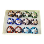 Lampwork, gold sand and silver foil, mixed colors, 28x26x24mm, Hole:Approx 18mm, US Ring Size:8, 12PCs/Box, Sold By Box