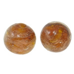 Perles de Murano sable d'or, chalumeau, Rond, 12mm, Trou:Environ 2mm, 100PC/sac, Vendu par sac