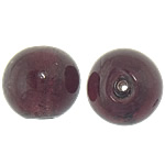 Perles murano feuille d'argent, chalumeau, Rond, violet foncé, 18x17mm, Trou:Environ 1.5mm, 100PC/sac, Vendu par sac