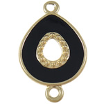 Iron Connectors Teardrop enamel & 1/1 loop black nickel lead & cadmium free Approx 3mm Sold By Bag