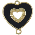Iron Connectors Heart enamel & 1/1 loop black nickel lead & cadmium free Approx 3mm Sold By Bag