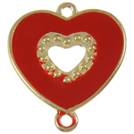 Iron Connectors, Heart, enamel & 1/1 loop, red, nickel, lead & cadmium free, 35x40x2mm, Hole:Approx 3mm, 500PCs/Bag, Sold By Bag