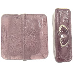 Abalorios de Cristal de Murano con Plata, Cuadrado, lámina de plata, Púrpura, 20-20.5x20.5-21x6mm, agujero:aproximado 1.5mm, 100PCs/Bolsa, Vendido por Bolsa