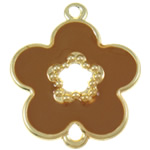 Iron Connectors Flower enamel & 1/1 loop brown nickel lead & cadmium free Approx 3mm Sold By Bag