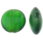 Perles murano feuille d'argent, chalumeau, Plat rond, vert olive, 22x22x10mm, Trou:Environ 2mm, 100PC/sac, Vendu par sac