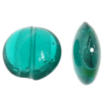 Silberfolie Lampwork Perlen, flache Runde, dunkelgrün, 28x28x12.50mm, Bohrung:ca. 2mm, 100PCs/Tasche, verkauft von Tasche