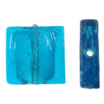 Abalorios de Cristal de Murano con Plata, Cuadrado, lámina de plata, azul oscuro, 20x20x6mm, agujero:aproximado 2mm, 100PCs/Bolsa, Vendido por Bolsa