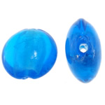 Silberfolie Lampwork Perlen, flache Runde, säurenblau, 16x16x9mm, Bohrung:ca. 1.5mm, 100PCs/Tasche, verkauft von Tasche