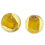 Silver Foil Lampwork Beads, Round, amber, 16mm, Hole:Approx 1.5mm, 100PCs/Bag, Sold By Bag