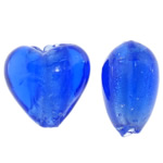 Perles murano feuille d'argent, chalumeau, étoile, bleu acide, 15x15x10mm, Trou:Environ 1.2mm, 100PC/sac, Vendu par sac