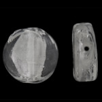 Abalorios de Cristal de Murano con Plata, Redondo aplanado, lámina de plata, Blanco, 16x16x6mm, agujero:aproximado 1.5mm, 100PCs/Bolsa, Vendido por Bolsa
