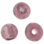 Perles murano feuille d'argent, chalumeau, Rond, violet, 6mm, Trou:Environ 1.5mm, 100PC/sac, Vendu par sac